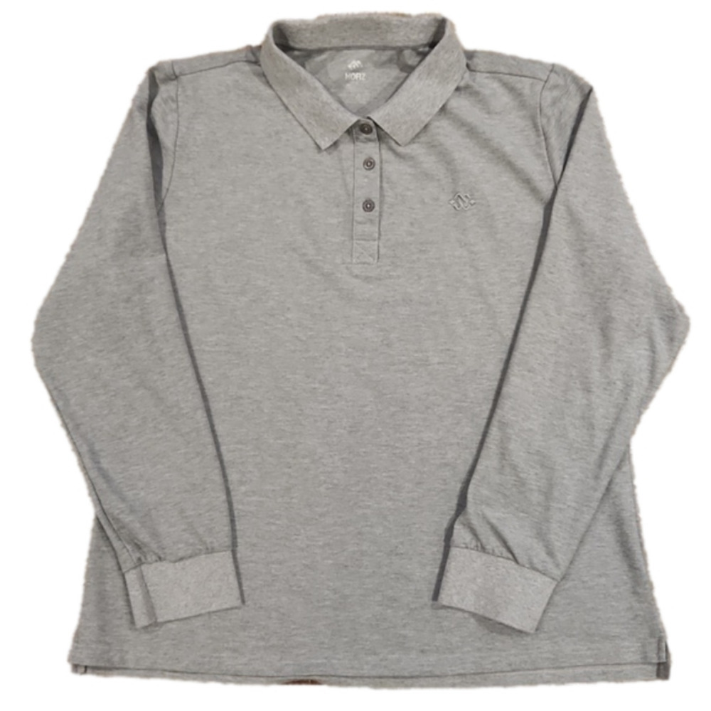 3/$20 Mofiz Gray Long Sleeve Casual Polo Shirt